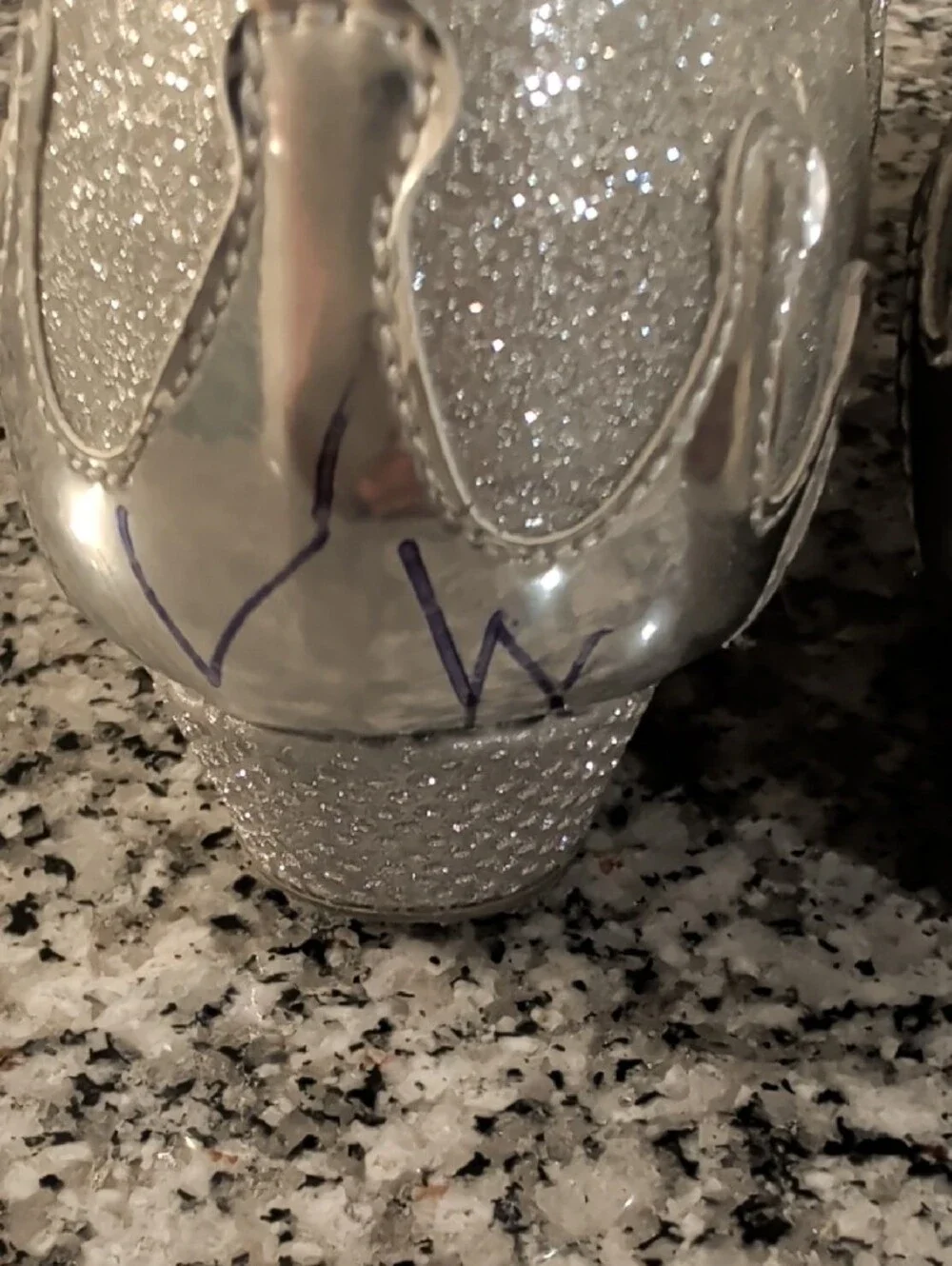 Prince Silver Glitter Mary Jane Shoes with Crown Bow